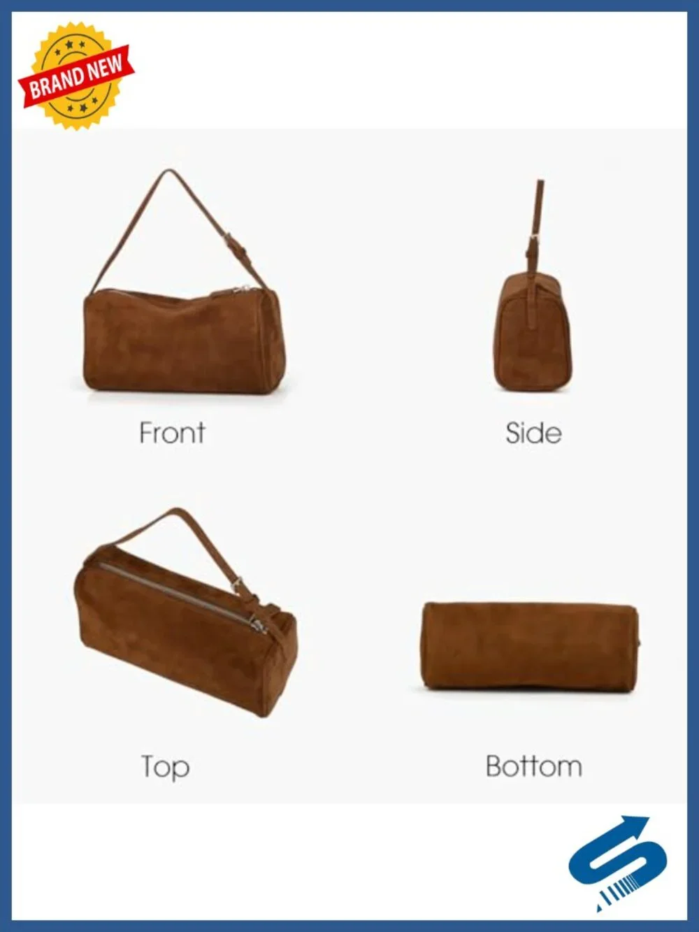 Premium Suede Leather Crossbody Hobo Bag with Adjustable Strap, Handmade